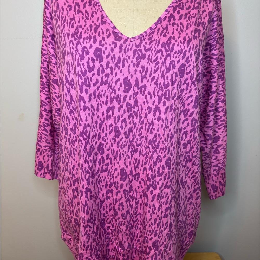 Torrid Purple And Pink Leopard Print Long Sleeve Top — size 0 NWT